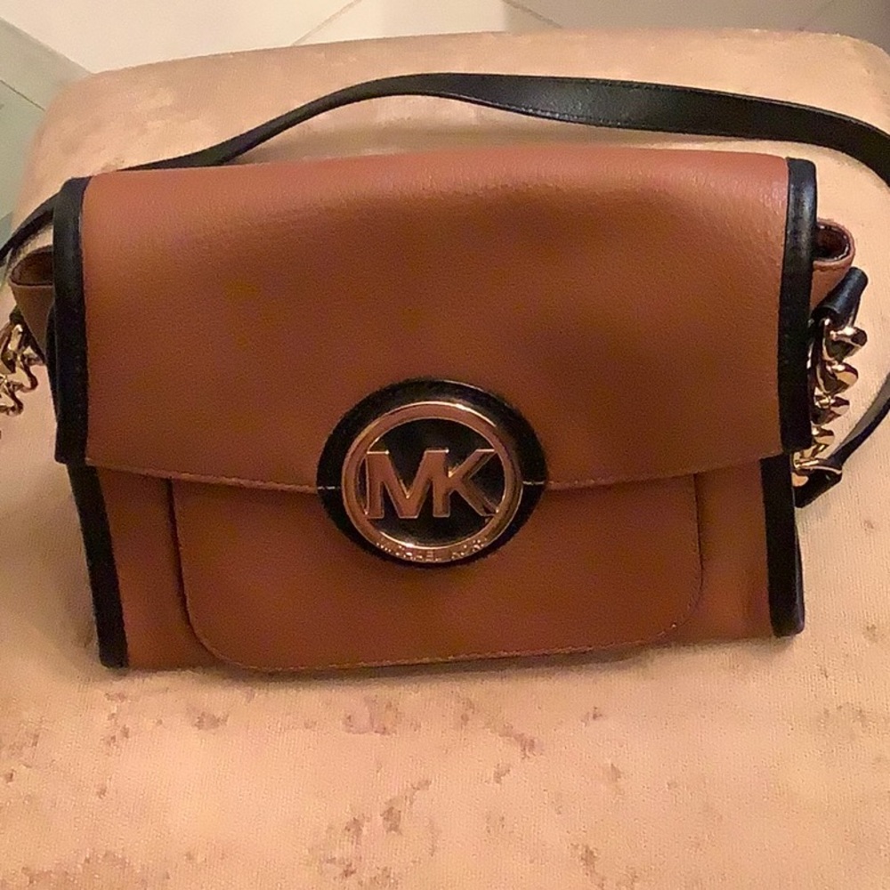 Brown and black cross body bag